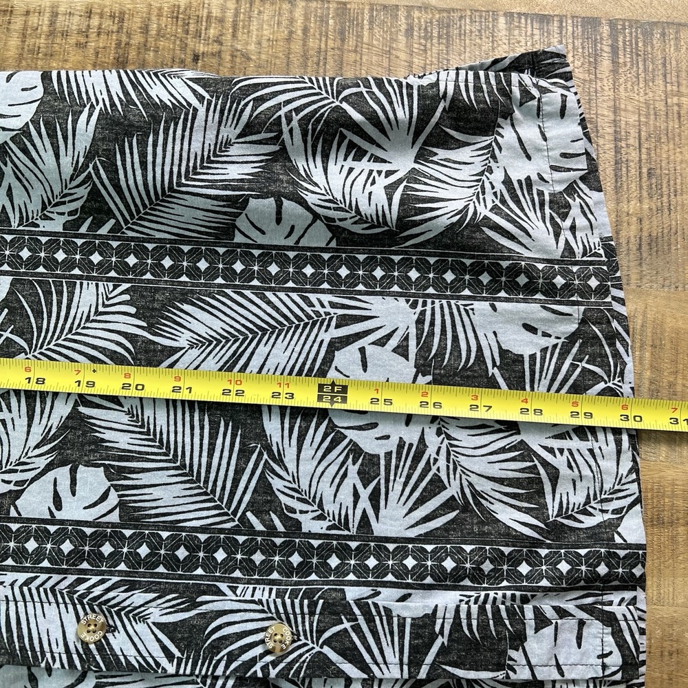 COOKE STREET Shirt Mens Size L Short Sleeve Hawaiian Black Lt Blue Floral Button - Picture 9 of 10